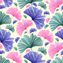 Sweet Ginko Pattern. Projekt z dziedziny R, sunek botaniczn i Design użytkownika Isis Escobar Salcedo - 11.06.2020