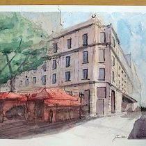 My project in Architectural Sketching with Watercolor and Ink course. Architectural Illustration, and Watercolor Painting project by Jose Eduardo Borba Pereira - 06.12.2020