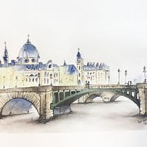 Pont Notre-Damé Paris. Pintura em aquarela projeto de Cristina Martínez Ponce - 14.06.2020