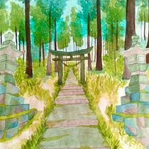 Mi Proyecto del curso: Ilustración en acuarela con influencia japonesa. Ilustração arquitetônica projeto de lizalethia - 16.06.2020
