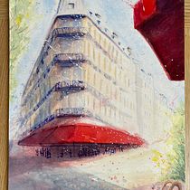 Alex Hillkurtz; My final project in Architectural Sketching with Watercolor and Ink course. Pintura projeto de Liz Boeder - 19.06.2020