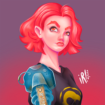 Chica Cyberpunk. Este es mi proyecto final del curso de Retrato de personajes femeninos con Procreate. Projekt z dziedziny Ilustracja c i frowa użytkownika Rafael Lara - 20.06.2020