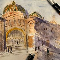 My project in Architectural Sketching with Watercolor and Ink course. Pintura em aquarela projeto de Rosine Matthews - 20.06.2020