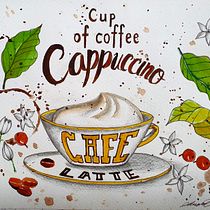 Cafe latte: ilustração em aquarela. Traditional illustration project by Adriana Nogueira - 06.24.2020