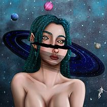 meu projeto final, SPACE GIRL BLACK HOLLOW EYES. Digital Drawing project by Pedro Henrique - 06.26.2020