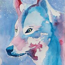 Mi Proyecto final del curso de Ana Carolina : El Lobo y la Luna.. Watercolor Painting project by Camille Rodriguez - 06.28.2020