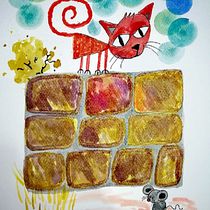 gato cantando en la noche. Children's Illustration, Traditional illustration, and Watercolor Painting project by Fredy Polo - 06.30.2020