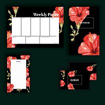 My stationery project: Ibiscus . Ilustração botânica, Design gráfico, e Pintura em aquarela projeto de joeseta - 30.06.2020