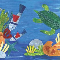 Cata, la tortuga carey en el Caribe. Collage project by Cris - 07.01.2020