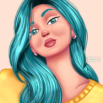 Meu projeto do curso: Retrato de personagens femininas com Procreate. Projekt z dziedziny R, sunek c i frow użytkownika Paola Galva - 01.07.2020