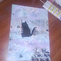 Gato espacial. Un progetto di Illustrazione con inchiostro e Pittura ad acquerello di jumiloarro - 01.07.2020