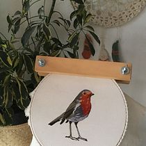 "Petirrojo" Proyecto del curso: Pintar con hilo: técnicas de ilustración textil. Embroider project by Gabriela Contreras - 07.04.2020