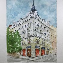 My project in Architectural Sketching with Watercolor and Ink course. Pintura em aquarela projeto de scjpan - 03.07.2020