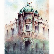 Mi Proyecto del curso: Dibujo arquitectónico con acuarela y tinta. Arquitetura, Desenho, Ilustração tradicional, Ilustração arquitetônica, e Pintura em aquarela projeto de carlos canseco - 03.07.2020