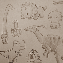 Mi Proyecto del curso: Dinosaurios, piñas y cactus.. Traditional illustration, Design, Fine Arts, Painting, Creativit, Creating with Kids, and Sketchbook project by Ruth Reuveni - 06.30.2020