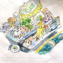 Meu projeto do curso: A arte de desenhar: transforme seus rabiscos em arte Ein Projekt aus dem Bereich Aquarellmalerei von Cynthia Dorneles - 22.07.2020