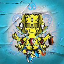 Projeto final, o Bart Simpson meditando. Un proyecto de Arte urbano, Dibujo artístico y Dibujo digital de Arthur Costa - 11.07.2020