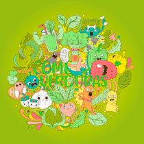 Vegetales: Ilustración vectorial con estilo doodle. Digital Drawing, Design, Character Design, and Traditional illustration project by daniela constanzo oporto - 07.14.2020