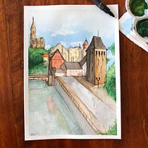 My project in Architectural Sketching with Watercolor and Ink course (Estrasburgo, França). Ilustração arquitetônica projeto de Rafaella Miranda - 14.07.2020