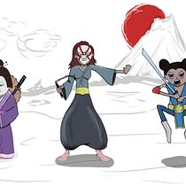 Las Tres Luchadoras Orientales. Mi Proyecto del curso: Fábrica de personajes ilustrados. Drawing project by Agustin Machetanz - 07.17.2020