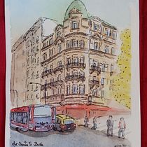 Mi Proyecto del curso: Av. Santa Fe, Bs. As. Argentina. Pintura em aquarela projeto de luzbonora - 18.07.2020