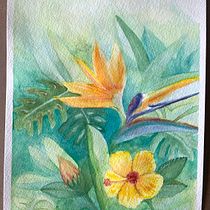 "Paradise for one bird" ; final project Ein Projekt aus dem Bereich Aquarellmalerei von Rebeca de Legarreta - 21.07.2020