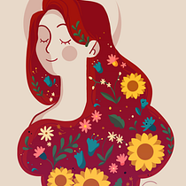 Meu projeto do curso: Retrato ilustrado com elementos botânicos. Un proyecto de Ilustración botánica e Ilustración digital de kar_kta - 21.07.2020