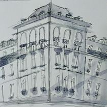 My project in Architectural Sketching with Watercolor and Ink course. Ilustração com tinta, e Pintura em aquarela projeto de Manuel Salaysay Jr - 25.07.2020