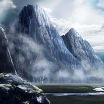 Montañas azules en Matte Painting: creando mundos fotorrealistas. Photomontage, Photograph, Photograph, Post-production, Photo Retouching, Digital Photograph, and Matte Painting project by Lucía Monje Sánchez - 07.25.2020