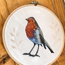 Mi Proyecto del curso: petirrojo con Gimena Romero. Embroider project by Ligia Krupskaya - 07.27.2020