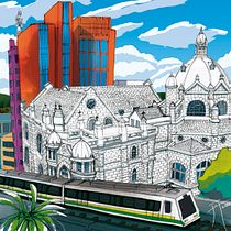 Este boceto sobre el Centro de Medellín. Autor: Jaime Eduardo Toro T. Mi Proyecto del curso: Ilustración arquitectónica: capta la personalidad de una ciudad. Architectural Illustration project by JAIME EDUARDO TORO TOBÓN - 07.27.2020