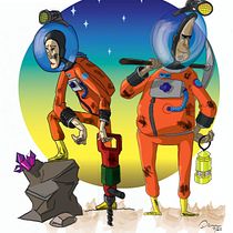 Mi Proyecto del curso: Fábrica de personajes ilustrados - Dos Astronautas Mineros. Character Design project by Daniel Cortes - 07.29.2020