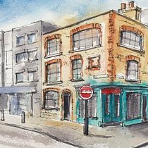 Brick Lane, London. Arquitetura, Ilustração com tinta, Esboçado, e Pintura em aquarela projeto de ceri_donovan - 29.07.2020