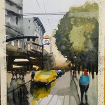 My project in Urban Landscapes in Watercolor course. Een project van Aquarelschilderen van Anastasia Mavrina - 29.07.2020