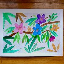 Rama de almendro "a mi manera".. Watercolor Painting project by Maribel Diaz - 07.30.2020