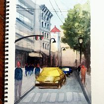 Mi Proyecto del curso: Paisajes urbanos en acuarela. Een project van Aquarelschilderen van Laura Weber - 02.08.2020