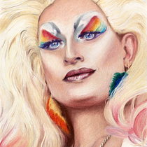 Candy Licious – Vienna's Rainbow Drag Queen. Pencil Drawing, and Portrait Drawing project by Lars van Roosendaal - 06.26.2020
