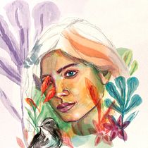 Meu projeto do curso: Retrato ilustrado em aquarela. Un projet de  de Victoria Gaino - 27.07.2020