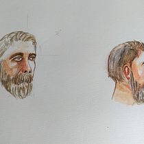 Meu projeto do curso: Caderno de retratos em aquarela. Portrait Drawing, and Watercolor Painting project by acatarina_mnunes - 08.03.2020