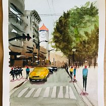 Mi Proyecto del curso: Paisajes urbanos en acuarela. Een project van  Urban art, L, scaping y Aquarelschilderen van artnaszlo - 06.08.2020