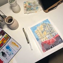 My project in Architectural Sketching with Watercolor and Ink course. Pintura em aquarela projeto de Val Bedu - 07.08.2020