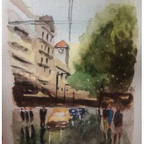 My project in Urban Landscapes in Watercolor course. Un projet de Aquarelle, Beaux Arts et Illustration architecturale de Diah Setiawaty - 30.01.2021
