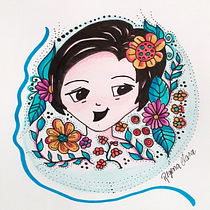 Meu projeto do curso: Retrato ilustrado com elementos botânicos.  projeto de Regina Clara S Moreira - 18.08.2020