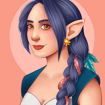My final project for Natalia's course: Vex'ahlia from Critical Role. Projekt z dziedziny  R, sunek art, st, czn, R, sunek c i frow użytkownika Miya - 18.08.2020