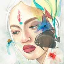 Retrato ilustrado en acuarela: Neptuno. Un proyecto de Ilustración tradicional y Pintura a la acuarela de Margarita Palazuelos - 20.08.2020