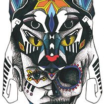Retrato totémico de la Sarinka. Desenho, Ilustração com tinta, e Artes plásticas projeto de Pablo Aguiar - 20.08.2020