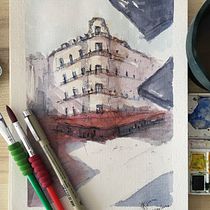 My project in Architectural Sketching with Watercolor and Ink course. Pintura em aquarela projeto de Jeca Piguerra - 23.08.2020