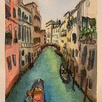 Watercolor of photo from Venice. Pintura em aquarela projeto de elisecwilcox - 26.08.2020
