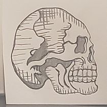 Orange skull hatching. Tattoo Design project by Jan Colon - 08.26.2020