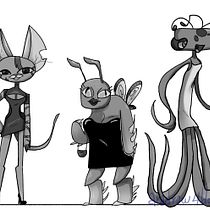 Las 4 prostitutas extraterrestres :D. Traditional illustration project by Araceli Solano - 09.29.2020